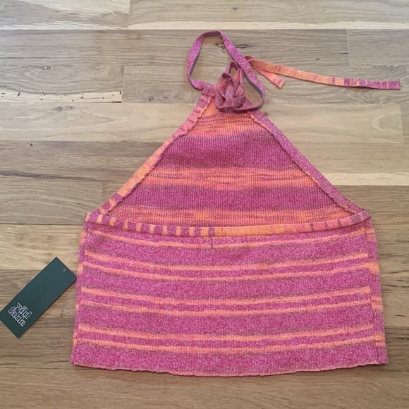 NWT wild fable Y-Neck Cropped Knit Halter Tank Top Pink & Orange Women’s XL - Picture 8 of 8